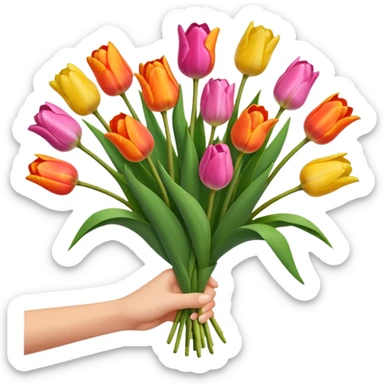 tulip boquet in one hand held boquet sticker