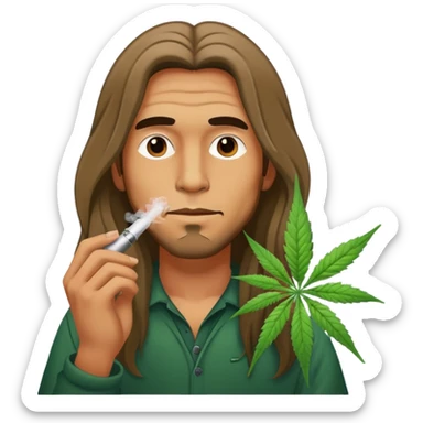 Man vaping weed long hair sticker