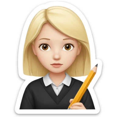 Blonde girl studyng sticker