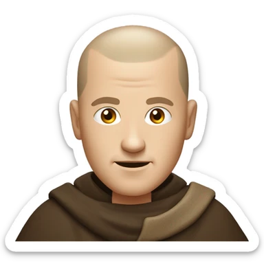 white middle age male human frier monk with buzz cut square jaw sticker