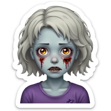 Zombie girl with bruises, she has a short wavy hair. sticker