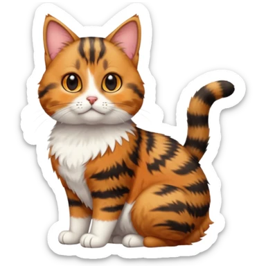 full body torbie cat with small head and short but chubby body sticker