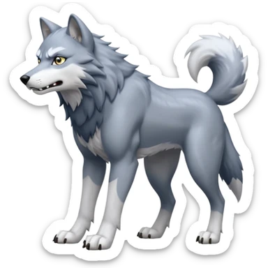 Toony Cartoony Animesque Ginga Nagareboshi Gin/Silver Fang the wolf (full body) (feral) (4 legs) (canine) sticker