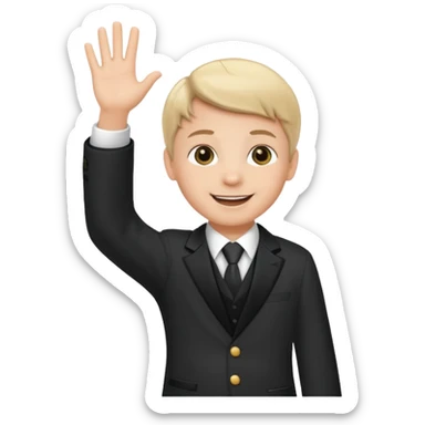 a child greeting with a wave, etiquette theme sticker