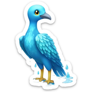 Wet dripping watery Cool Cute Fantasy legendary blue sea-bird water-type-Hydro-Phoenix-avian Fakemon full body sticker