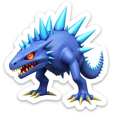 A 3D CGI model of a randomly-colored cool badass Fakémon-Pokémon-Digimon-Spectrobe-creature (full body) sticker