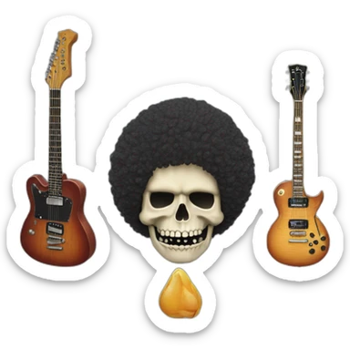 Soolking brook ;skeletal face ;affro cut ;guitar;crown sticker
