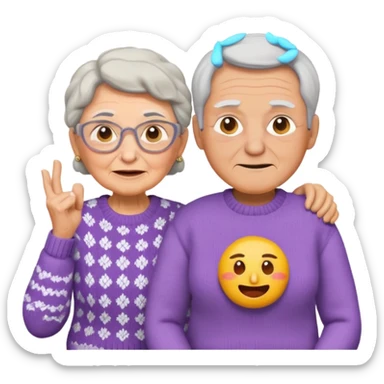 granny with a pumped up guy emoji iOS 18.1 sticker