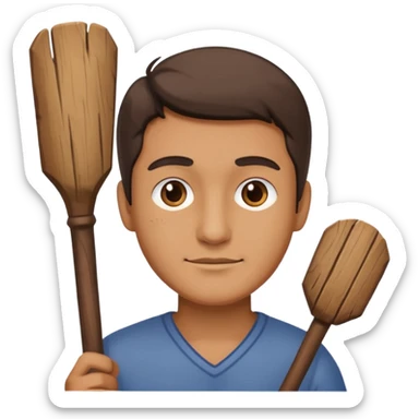 Tahta adam elinde sopa sticker