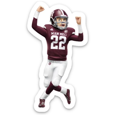 Johnny manziel in a maroon Texas a&m jersey with white pants doing the heisman pose sticker