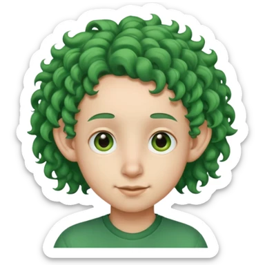 green curly  haired  big head accessory big nose mid size ear young sticker