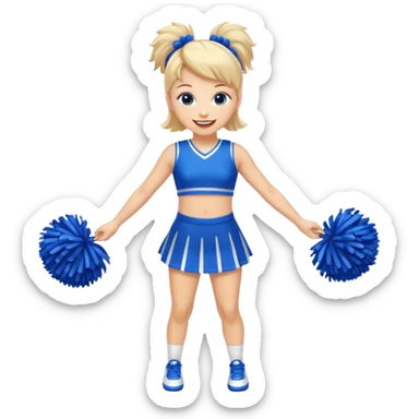 give me a full-length cheerleader with blue pom poms  sticker