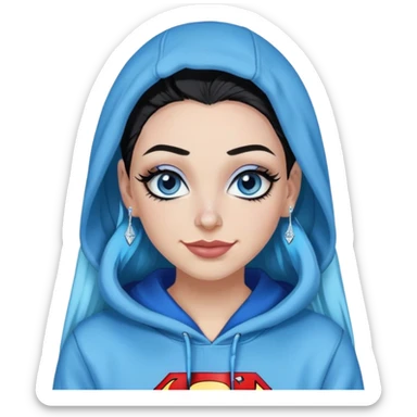 Teeth-showing-Smiling-30-year-old-adult-long-straight-dark-blue-and-glitter-in-hair-blue-eyes-thick-black-eyeliner-really-thick-really-long-eye-lashes-sky-blue-superman-no-ears-hoodie-sweatshirt-nose-piercing-lip-piercing sticker