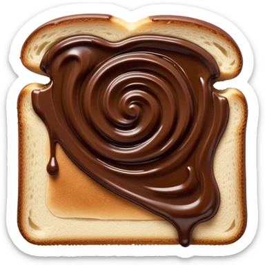slice of bread covered in nutella sauce on top sticker
