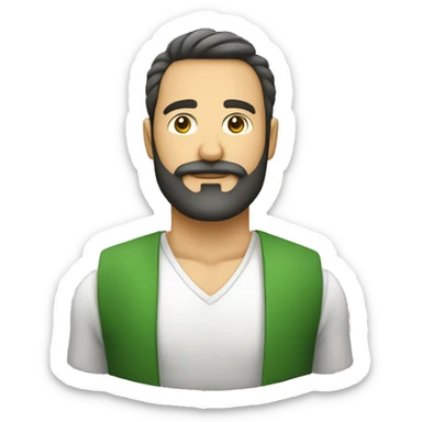 Hombre calvo con barba vestido de verde y blanco sticker