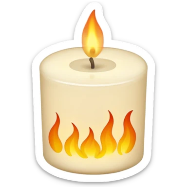 
minimal flat emoji of a white or cream scented candle with three visible flames, soft warm glow, clean vector style, elegant and modern, transparent background sticker