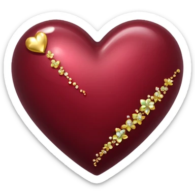 Maroon heart with 3 golden sparkles sticker