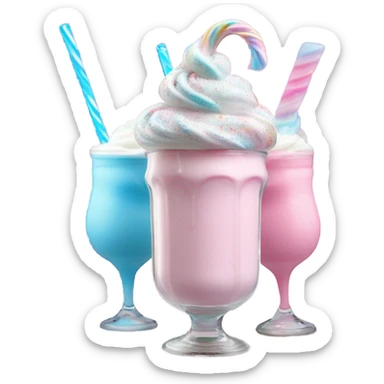 cotton candy milkshake with glitter  sticker