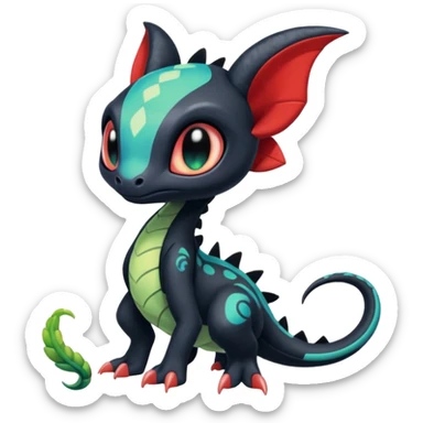 Colorful Exotic Meloetta-Toothless-Salandit-Stitch-Fakémon-creature-hybrid sticker