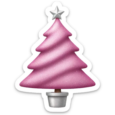 pink christmas tree with white and silver sparkly ornament sticker
