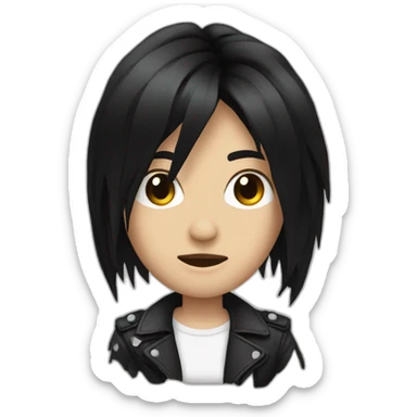 Metalhead black hair  sticker