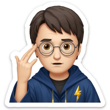 Harry Potter facepalm with glasses, lightning scar, wizard robe sticker