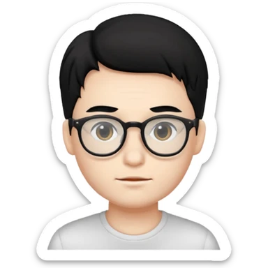 very handsome and very white skin boy with black hair and glasses  sticker