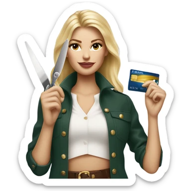 Blonde Ralph lauren women cutting credit card in half  sticker