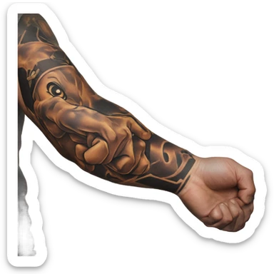 Flexing arm brown tattoo sleeve  sticker