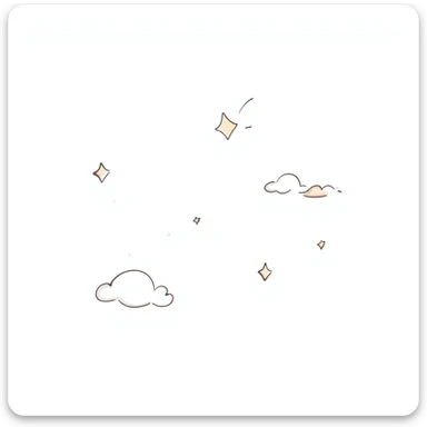 whimsical hand-drawn clouds, stars, and waves in pastel colors, minimal children's book style, pencil or ink sketch sticker