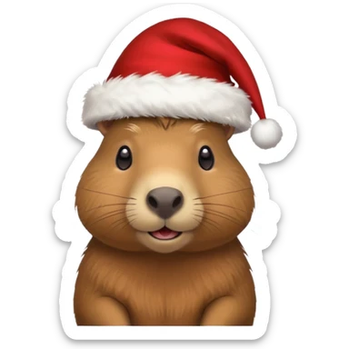 Una capibara con gorro navideño sticker