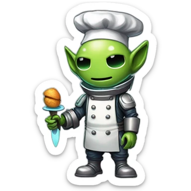 alien chef scifi roguelike rpg style inspired by slay the spire digital art sticker