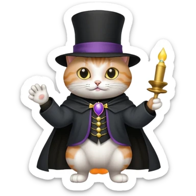 Chien magicien est chat avec un chapeau sticker