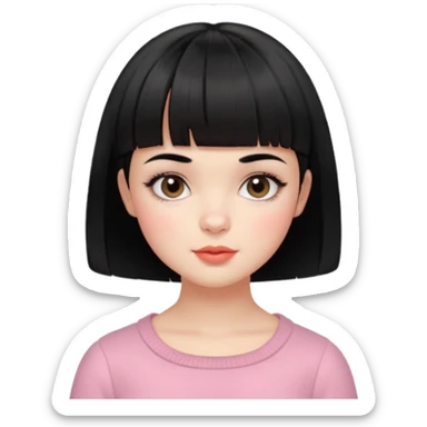 Gorgeous french girl short french haircut baby bangs black hair Amelie Beautiful Blushing Petite Girl with beautiful hair aesthetic sticker