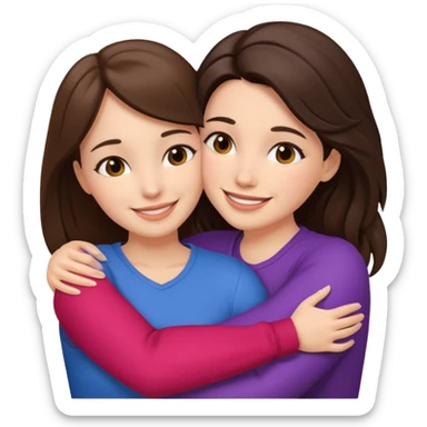 two women lying on top of each other wrapped around each other lying down both brunette  sticker