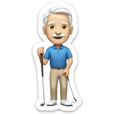Elderly white male no facial hair and no cane playing golf sticker