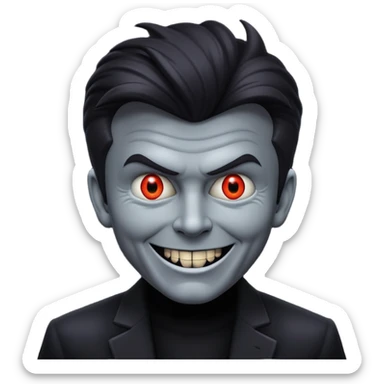 Rick Astley but he is gray as hell, the background is pitch black, he blends in with the pitch black background very well,he looks like he’s hiding in the shadows, not many people can see his face without a bright light, but he has a demonic devious evil killer smile, and he may even be a killer sticker