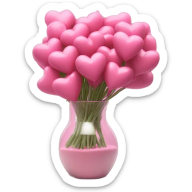 10000000 huge pink hearts on stems in a clear glass vase sticker
