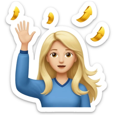 lady with long blonde hair throwing her ands in the air saying why sticker