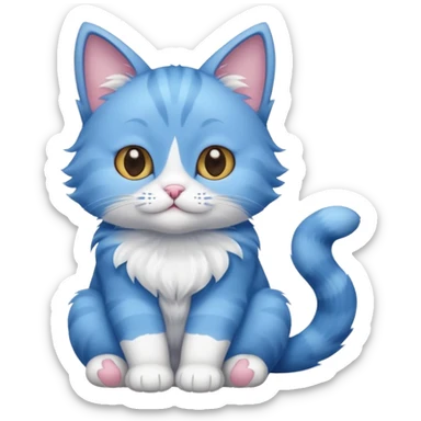 cute blue cat whole body sticker