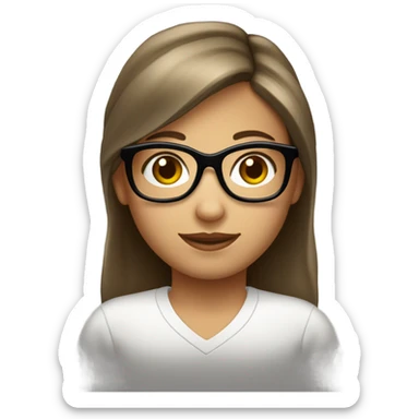 Niña de piel blanca con pelo largo color de pelo entre un marrón oscuro con gafas masomenos cuadradas y linda de cara  sticker