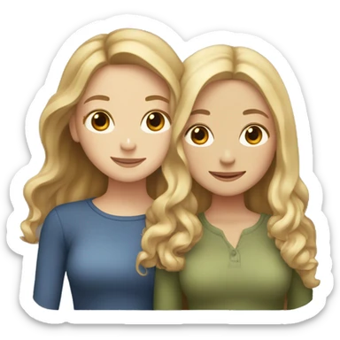 two white girl best friends hugging, 1 with brown hair and 1 with blonde hair  sticker