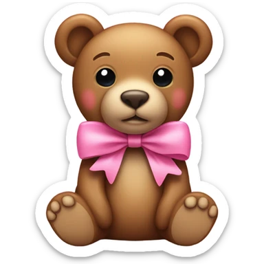 iPhone emoji teddy BEAR with a pink bow on ear  sticker