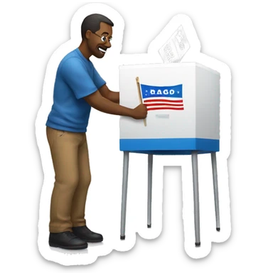 person casting his vote to the ballot sticker