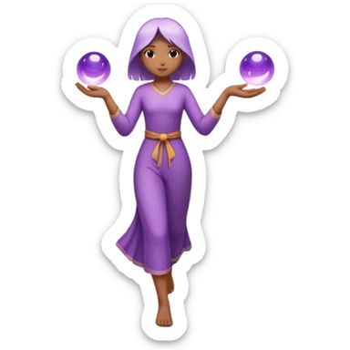 A small figure walks back broken bridge, holding soft 2 violet orbs in hand—symbolizing compassion and forgiveness. A gentle heart aura trails behind them, showing healing in motion. sticker