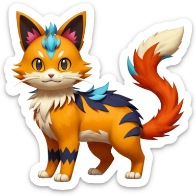 Sprigatito-Floragato-Meowscarada-Torracat-Pokémon-Fakémon-hybrid-fusion-creature (full body) sticker