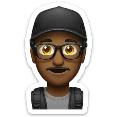 Hombre negro calvo con gafas de sol y gorra hacía atras sticker