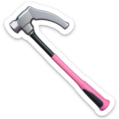 A hammer with black handle and every thing else pink looking like a sillicone  sticker