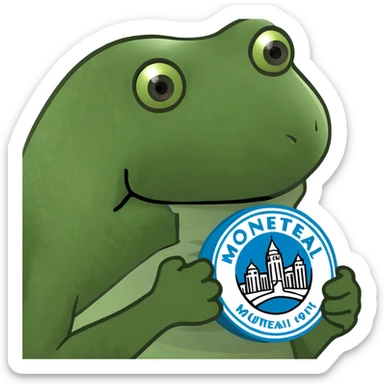 bufo frog holding the City of Montreal logo sticker