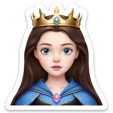 Elle fanning as princess Aurora in Maleficent but with chocolate brown hair and blue eyes, slightly bigger pink lips. sticker